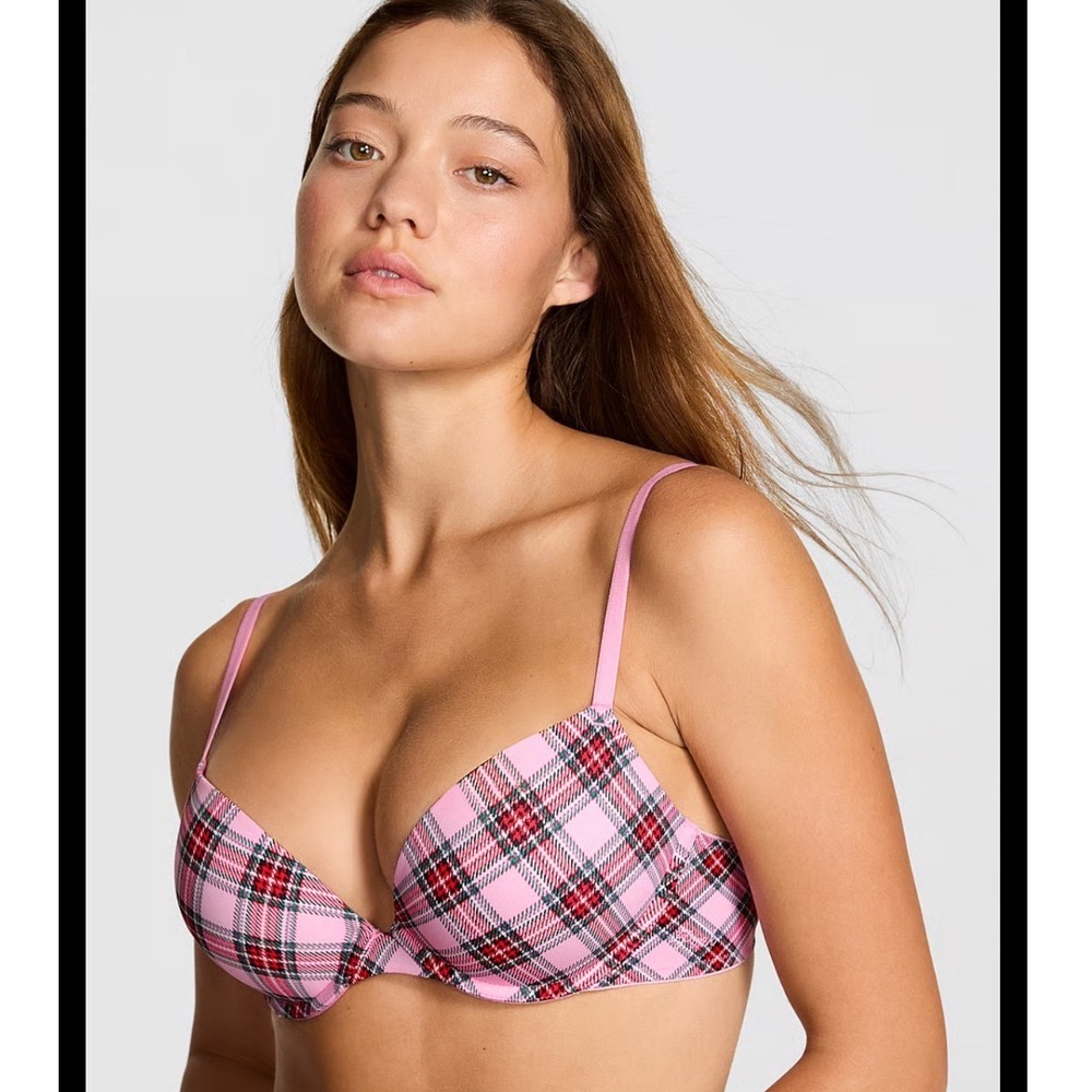 Victorias Secret x PINK | NWT Pink Plaid Wear Everywhere Push-Up Bra, Size 34D